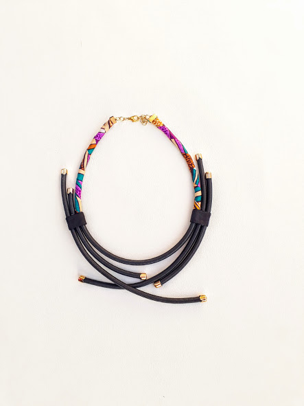 black and purple rope neck piece black necklace with gold or silver findings