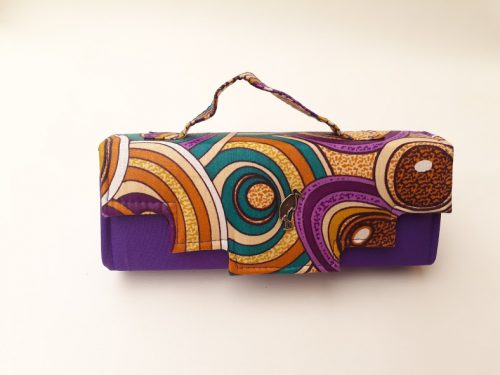 purple african print clutch bag. Timbuktu